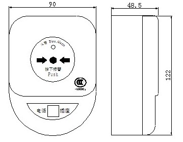 J-SAP-8402手動報警按鈕外形示意圖